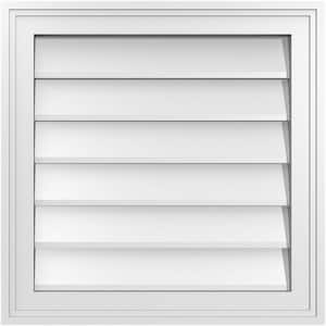 20" x 20" Vertical Surface Mount PVC Gable Vent: Non-Functional with Brickmould Frame
