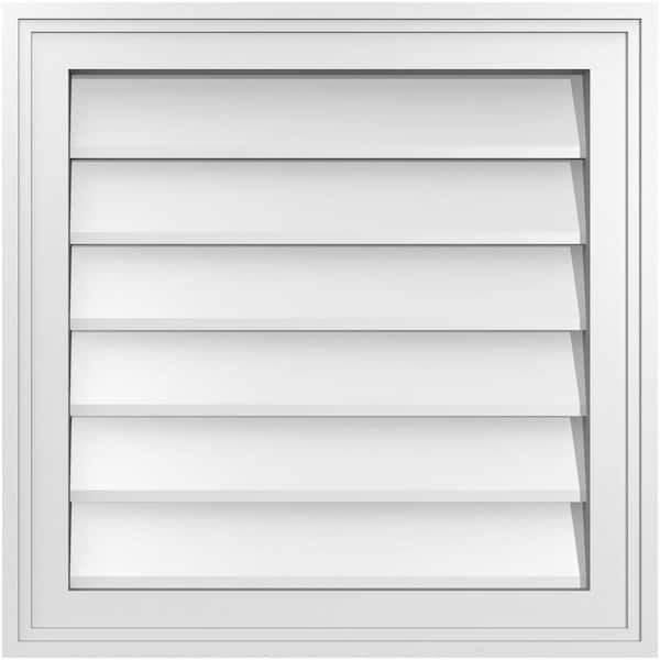 Ekena Millwork 20" x 20" Vertical Surface Mount PVC Gable Vent: Non-Functional with Brickmould Frame