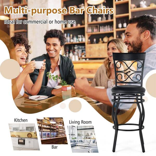 Costway Vintage Swivel Bar Stools 30 in. Bistro Upholstered