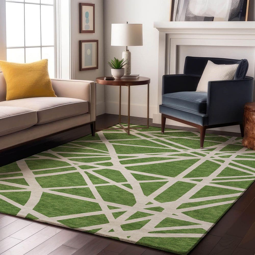 Mayfield Premium Machine Washable Abstract AMF1040 Green 9 ft. x 12 ft. Area Rug price history on PriceWatchPro