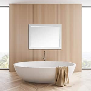 Ivy 48 in. W x 36 in. H Rectangular Wood Framed Wall Bathroom Vanity Mirror in White