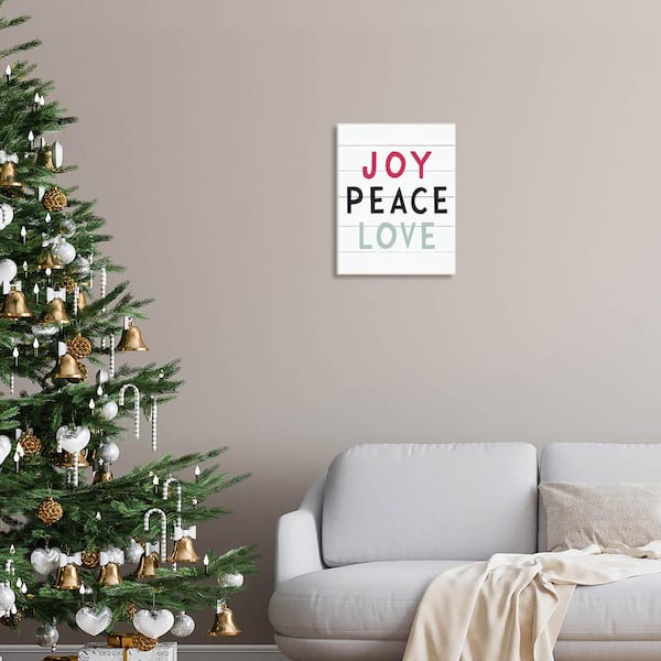 Stupell Industries 12.5 in. x 18.5 in. Black White Red and Blue Joy Peace  Love Typography by Artist Lettered and Lined Wood Wall Art  hwp-289_wd_13x19 - The Home Depot