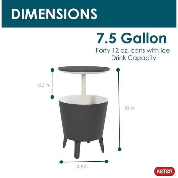 Cool Bar Gray Resin Outdoor Accent Table and Cooler in One