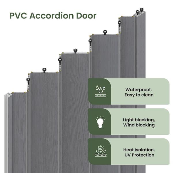 SOCBAZZAR 32 in. x 80 in. Gray Finished PVC Interior Folding