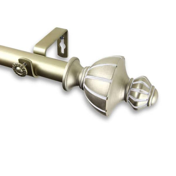 Rod Desyne 48 in. - 84 in. Telescoping 1 in. Single Curtain Rod Kit in Light Gold with Jerome Finial
