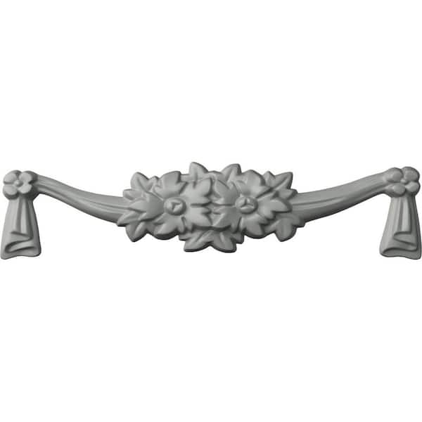 Ekena Millwork 5/8 in. x 10-1/4 in. x 2-3/8 in. Primed Polyurethane Emery Flowers and Ribbons Swag Onlay