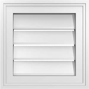 14 in. x 14 in. Vertical Surface Mount PVC Gable Vent: Functional with Brickmould Frame