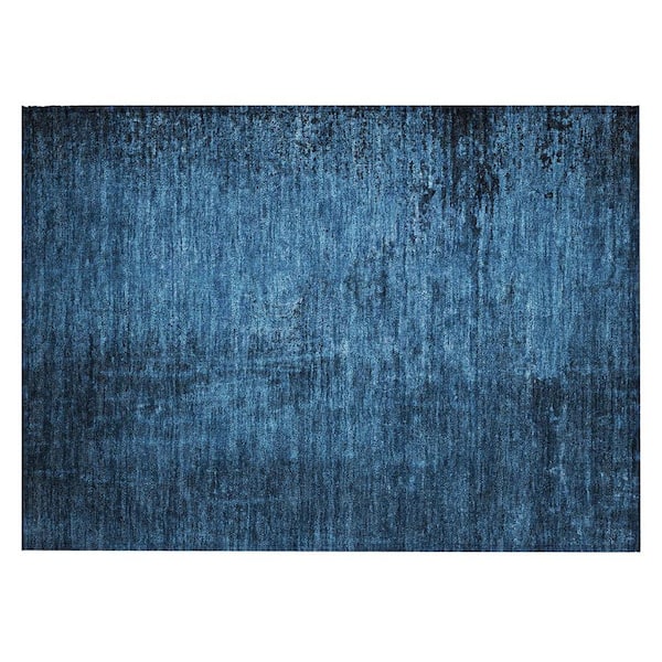Navy Blue 2 ft. x 3 ft. Woven Abstract Rectangle Indoor/Outdoor Area Rug