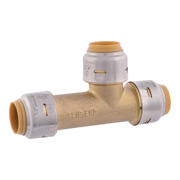 SharkBite Max 1/2 in. Push-to-Connect Brass Slip Tee Fitting (3-Pack)