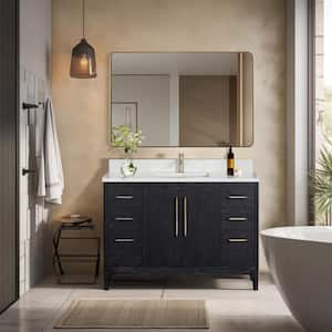 Gara 48 in. W x 22 in. D x 33.9 in. H Single Sink Bath Vanity Fir Black White Grain Composite Stone Top