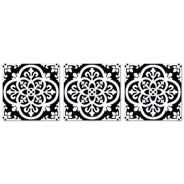 Lucida USA (Sample) BaseCore Florentine Black and White Patterned Look 12-mil Water Resistant Peel and Stick Vinyl Tile