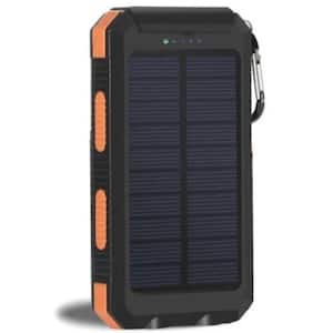 10000 mAh Solar Power Bank with Dual USB Ports and Battery Indicators SOS LED, Black