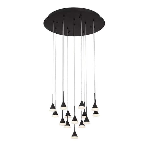 Eurofase Albion Collection 30.8-Watt Black Integrated LED Chandelier with Acrylic Shade