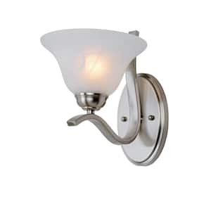 Hollyslope 1-Light Brushed Nickel Wall Sconce Light Fixture with Marbleized Glass Shade
