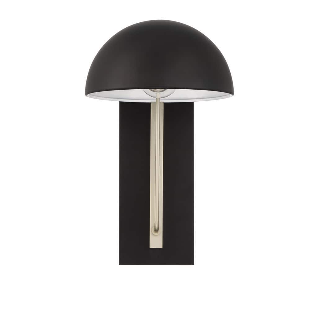 Kahn 14 in. Black/Satin Aluminum Finish Outdoor Hardwired Wall Lantern Sconce w/ Shade, No Bulb Included price history on PriceWatchPro
