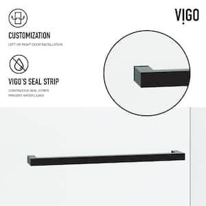 Houston 56 to 60 in. W x 76 in. H VMotion Sliding Frameless Shower Door in Matte Black with 3/8 in. (10mm) Clear Glass