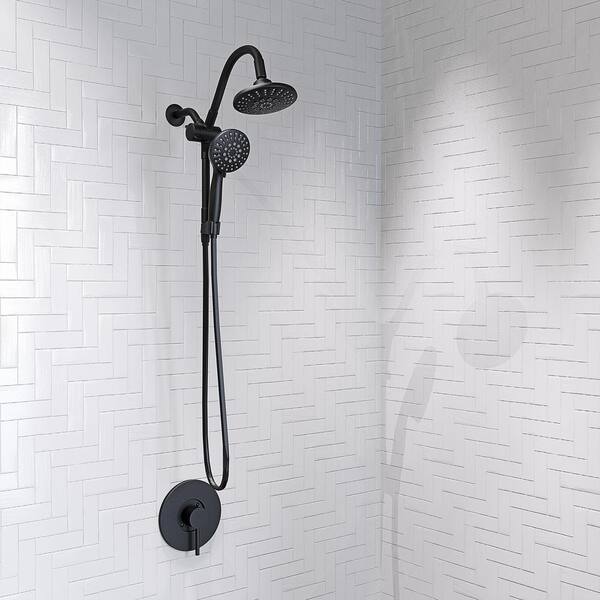 Belanger 2-Spray 6 in. Dual Shower Head and Handheld Shower Head with Low Flow in Matte Black