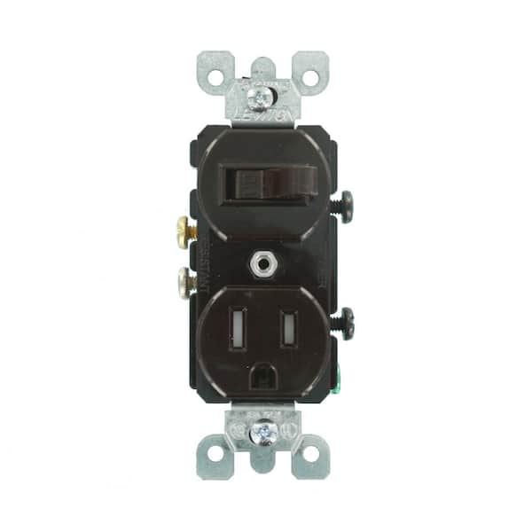 15 Amp 125 V Combination Tamper Resistant Single Outlet/Receptacle and Toggle Switch, Brown (1-Pack) T5225