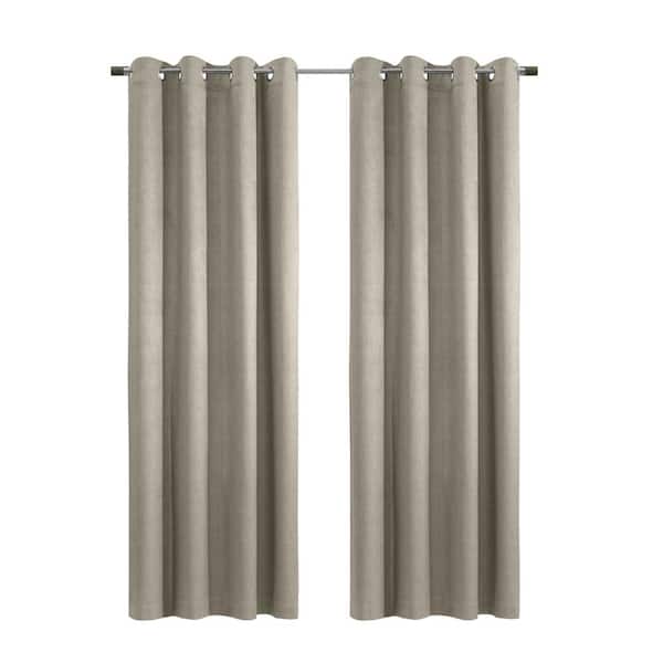 Paris Taupe Polyester Velvet 52 in. W x 63 in. L Grommet Indoor Blackout Curtain (Single Panel)