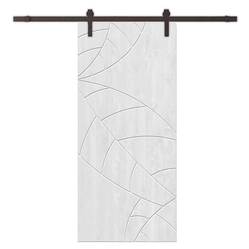 34 in. x 80 in. White Stained Pine Wood Modern Interior Sliding Barn Door with Hardware Kit price history on PriceWatchPro