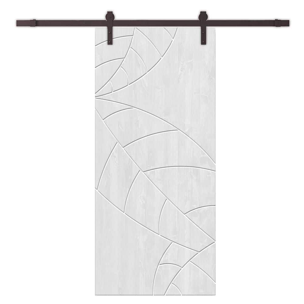 32 in. x 84 in. White Stained Pine Wood Modern Interior Sliding Barn Door with Hardware Kit price history on PriceWatchPro