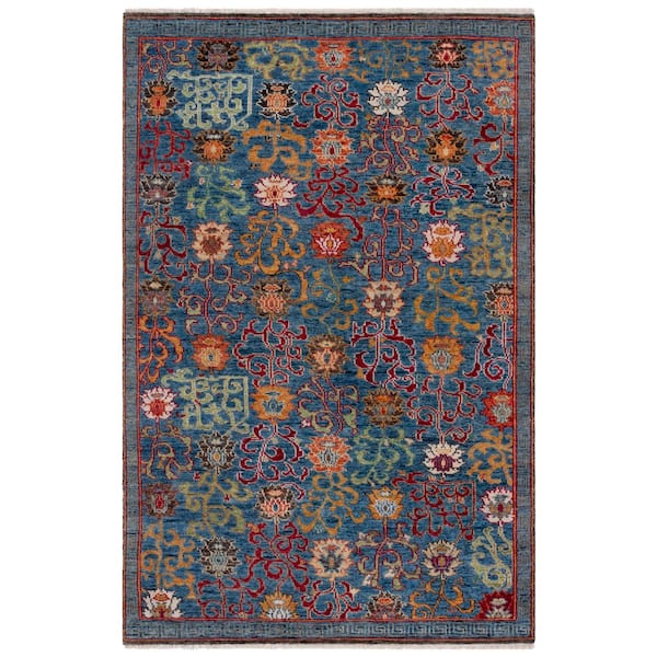 Sultanabad 6 ft. x 9 ft. Blue/Rust Oriental Area Rug