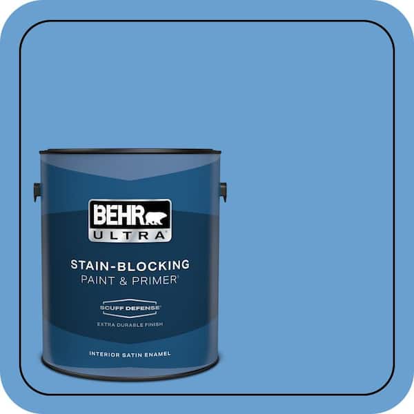 BEHR ULTRA 1 gal. #P520-4 Cornflower Extra Durable Satin Enamel Interior Paint & Primer
