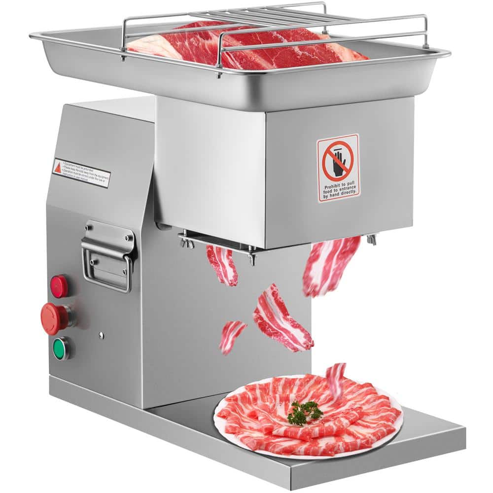 VEVOR 0.12 in. Commercial Meat Cutter Machine Stainless Steel with Pulley  800 Watt Electric Food Cutting Slicer for Restaurant TSQPJ000000000001V1 -  The Home Depot