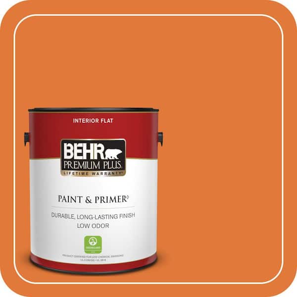 BEHR PREMIUM PLUS 1 gal. #S-G-260 Citrus Blast Flat Low Odor Interior Paint & Primer