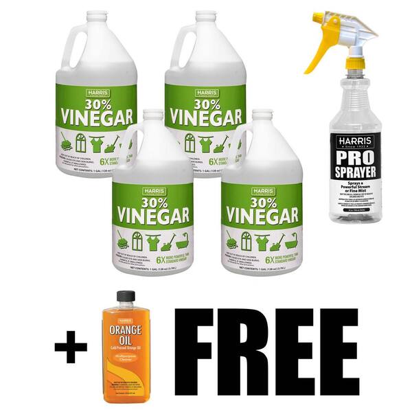 Harris 128 oz. 30 Cleaning Vinegar Concentrate (4Pack) and 32 oz