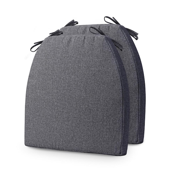 Zeus & Ruta Outdoor Cushions for Dining Chairs Cushions, Chair Seat Pads with Ties and Non-Slip Backing, Dark Gray