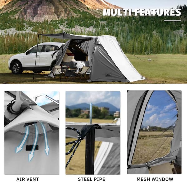 Gray Tailgate Shade Awning Tent Vehicle SUV Tent Car Camping Tents