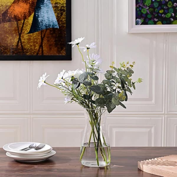 8 inch Round Clear Glass Flower Vases，White Y02060 - The Home Depot