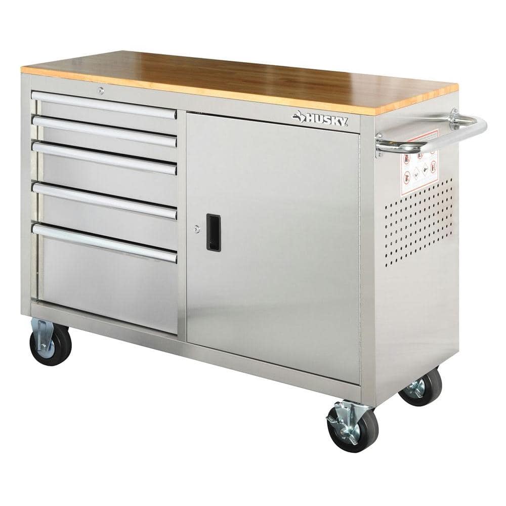 エルセーヌ　NEWパワフルショッキングショット４箱 Husky 46 in. 5-Drawer Stainless Steel 1-Door Mobile Work Center
