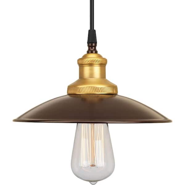 Progress Lighting Archives Collection 1-Light Antique Bronze Pendant with Metal Shade