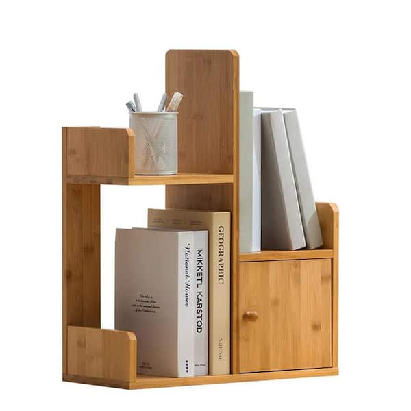 Beige 17 in. x 22 in. Wooden Desktop Organizer with Storage Cabinet, 4-Compartments Desktop Shelf for Home Office