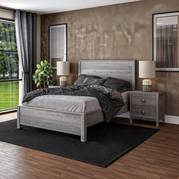 Camaflexi Standard Baja Driftwood Grey Wood Frame Full Panel Bed