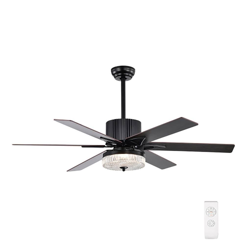 Matte Black 52'' Ceiling Fan with LED Light and Remote