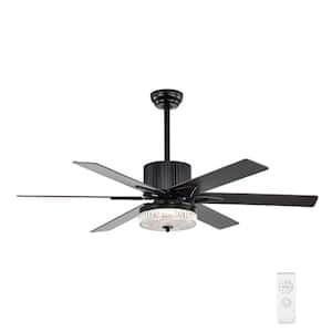 Blade Span 52 in. Indoor Matte Black Ceiling Fan with LED Light Bulbs and Remote Control