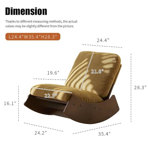 JUJABU Orange Solid Wood Frame Comfortable Glider Rocking Chair