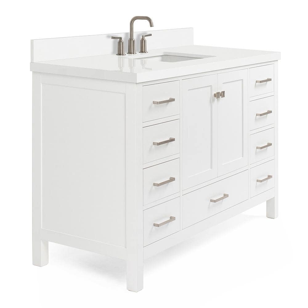 Cambridge 55" White Single Basin Vanity with Quartz Countertop