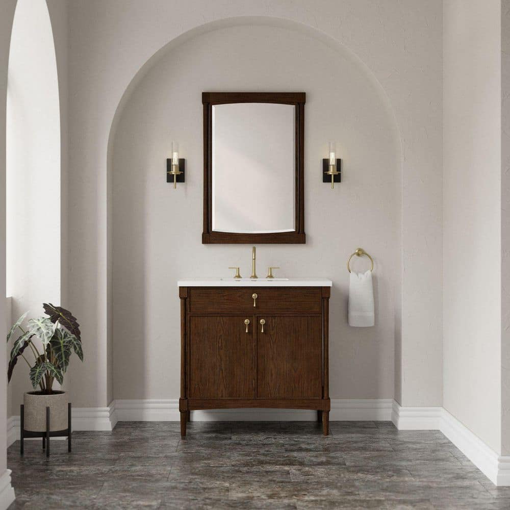 Kinnsden 36.0 in. Single Bath Vanity in Sable Oak with White Zeus Quartz Top price history on PriceWatchPro