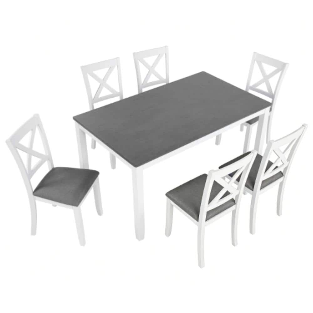 7-Piece Rubber Wood Outdoor Conversation Patio Furniture Set with Gray Cushions price history on PriceWatchPro