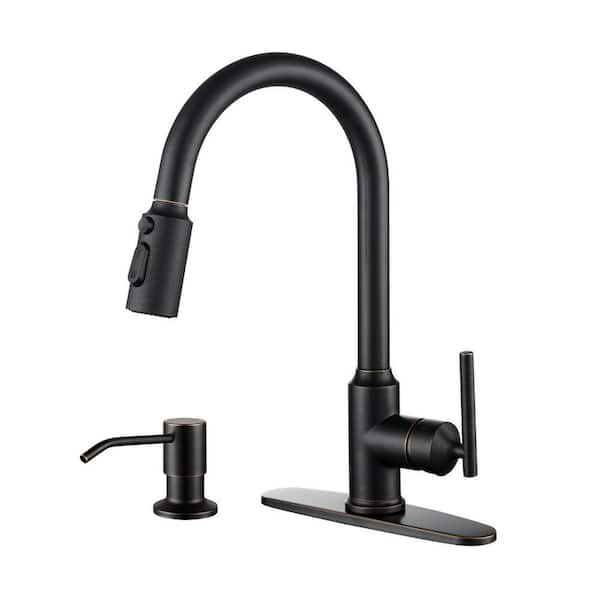 ALEASHA 3-Function Stainless Steel Single Handle Pull Down Sprayer