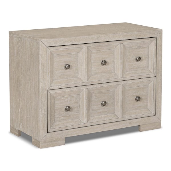 Flonnin Modern Classic Tawny Brown 2 Drawer 38 in. W Oversized Nightstand with Cedarwood Bottom Drawer and USB Ports