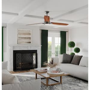 Gaze 60 in. Indoor Integrated LED Brushed Nickel Modern Ceiling Fan with Remote for Living Room and Bedroom