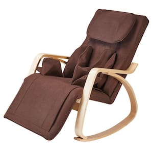 Soft Brown Fabric Upholstered Rocking Chair Lounge Chair Relaxing Chair