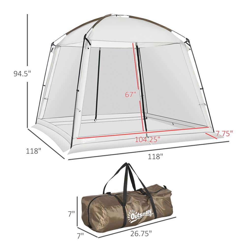 White 8-Person Summer Camping Screen House with Carry Bag