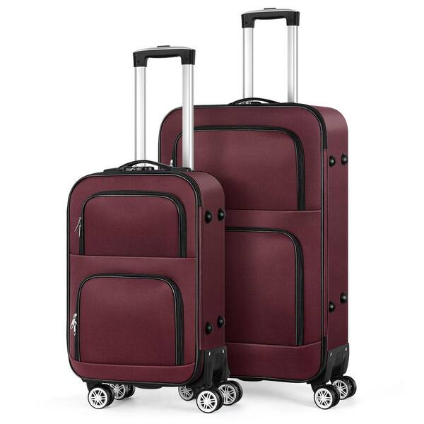 Unisex Red Textured Soft Sided Set of 3 Trolley Bag