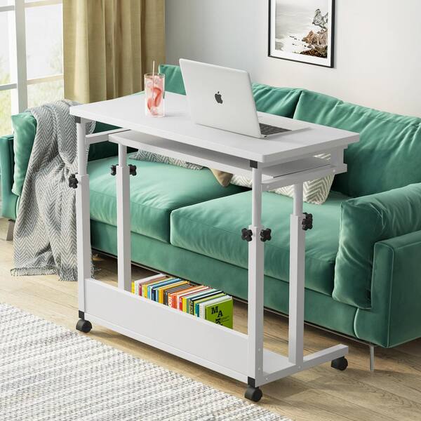 Over Bed Laptop Table Adjustable Portable Tray For Sofa Home Furniture White New 